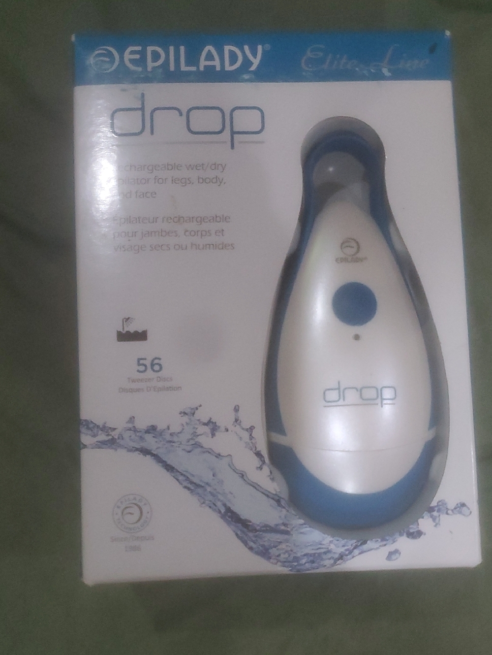 Epilady Drop Rechargeable Epilator in White & Blue